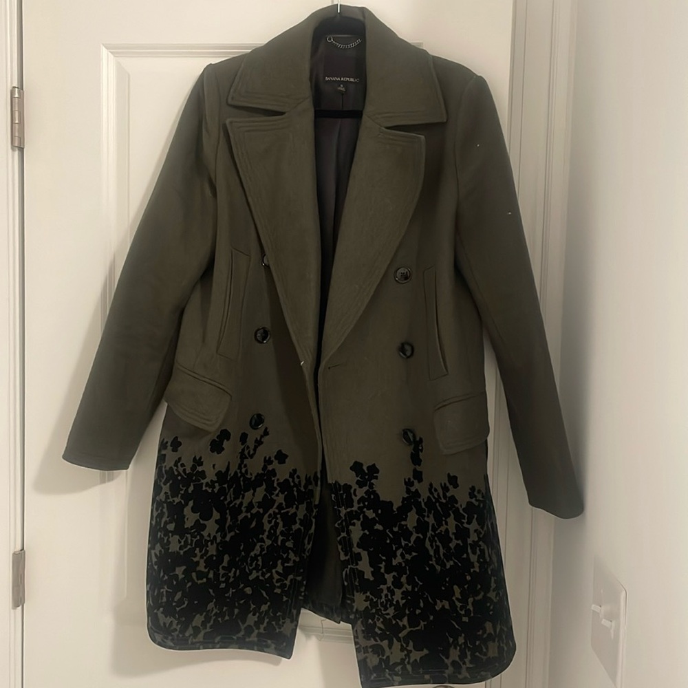 Banana Republic pea coat size:S but I usually wear a large